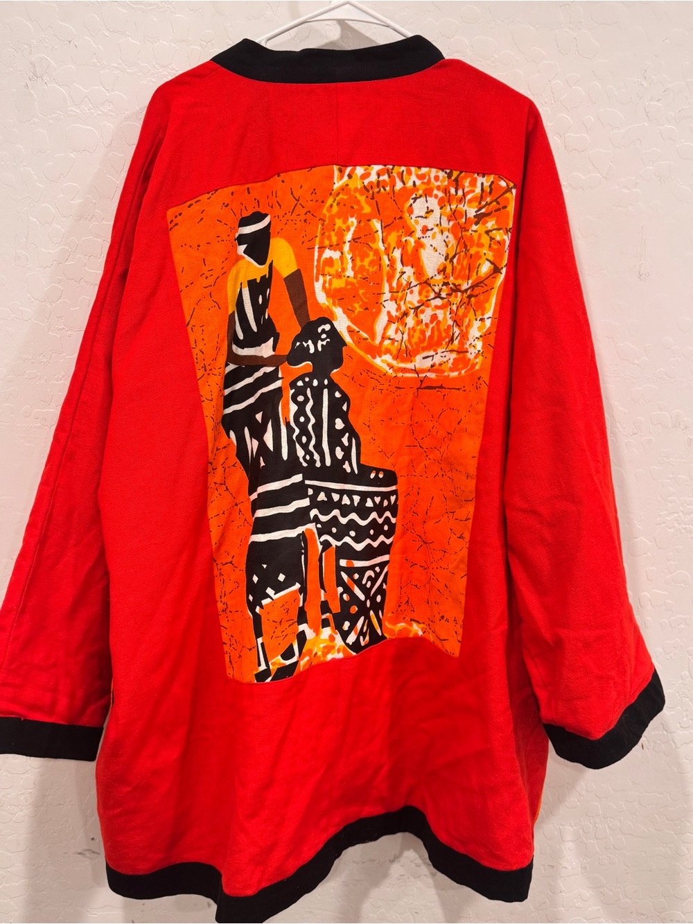 Ashro Artsy African Women Jacket Womens 24 Colorful Red Orange Open-Front Cotton
